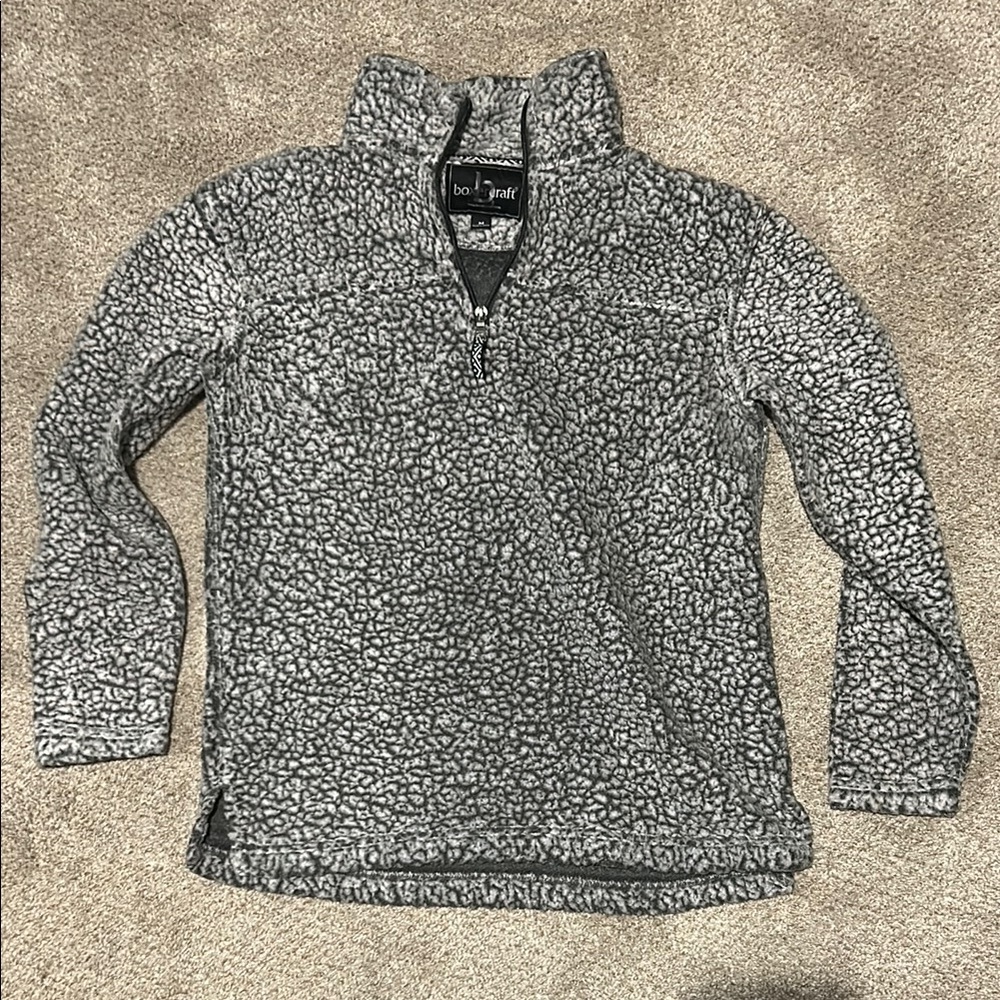 Gray Sherpa Quarter-Zip Pullover